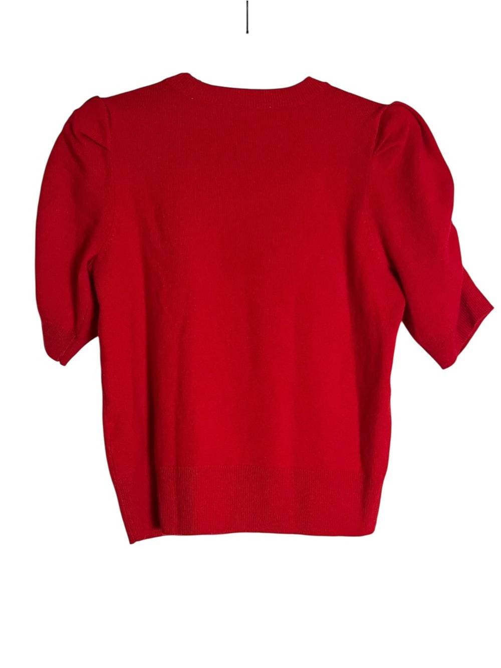 Frame Frankie Puff Red Wool Blend Ruched Short Sleeve Sweater — Size Small - Picture 5 of 10